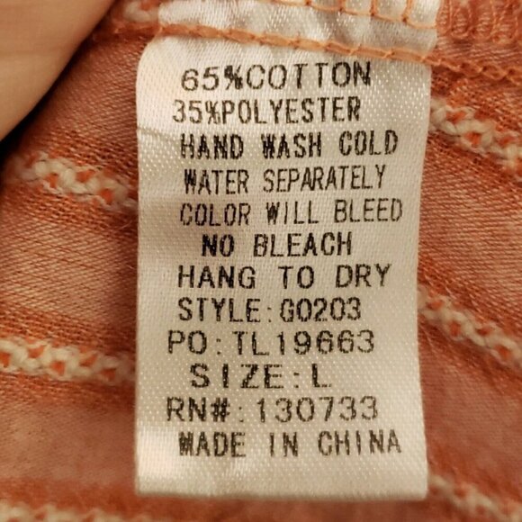 Umgee Womens Peach Striped Off The Shoulder Tunic Large - Picture 6 of 6
